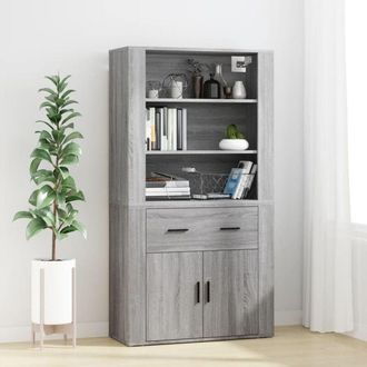 vidaXL Vidaxl - Aparador Alto De Madera Contrachapada Gris Sonoma