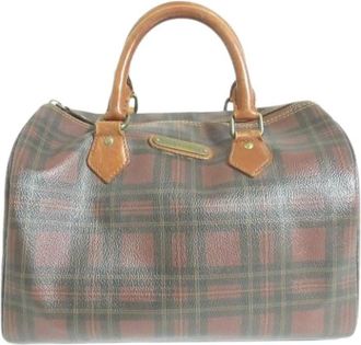 Ralph Lauren Pre-owned Polo Check Mini Boston Bag - Dames - Vintage Handtas - Bruin - ONE Size - Leer - Vintage