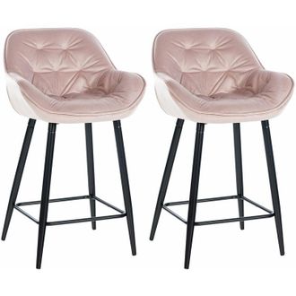 Clp Clp - Set De 2 Taburetes De Bar Gibson Rosado Terciopelo
