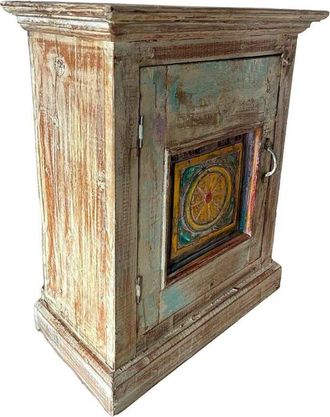 Wanderlust Deco Mesita De Madera Acabado Artesanal Marr&oacute;n 56x28x68