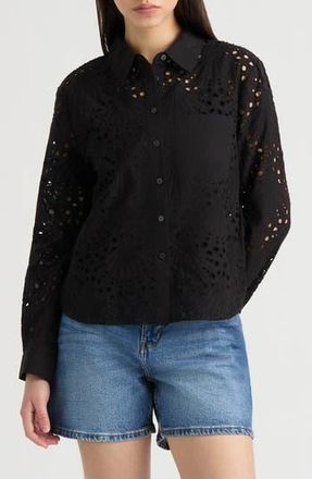 NVLT Eyelet Shirt in Black at Nordstrom Rack, Size X-Small