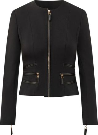 Elisabetta Franchi Double-layer Cr&ecirc;pe Jas met Ritsdetails - Dames - Zomerjassen - Zwart - L - Leer - Jassen