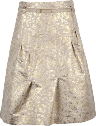 Max Mara Pascia Gonna in Broccato - Dames - Midirokken - Beige - S - Polyester - Rokken