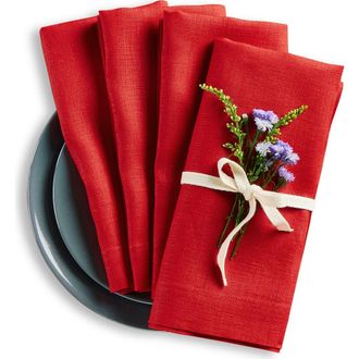 Solino Home Linen Dinner Napkins - Fete, 20 x 20 in Red at Nordstrom, Size Large