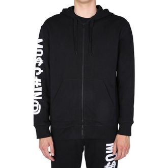 Moschino Embroidered Logo Cotton Hoodie - Black