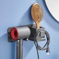 OEM Soporte Adhesivo De Aluminio Para Secador De Pelo, Para Montaje En Pared, Con Almacenamiento Y Gesti&oacute;n De Cables, No Requiere Taladrar, Para Peluquer&iacute;