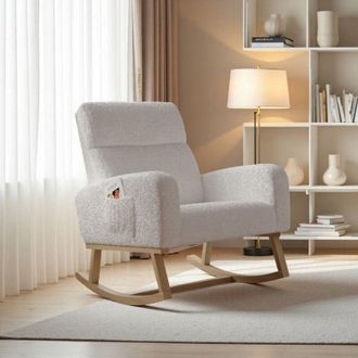 OEM Sill&oacute;n Rocking - Doudou Con Bolsillos Integrados - Confort Amplio 50cm - Madera Natural - Antideslizante