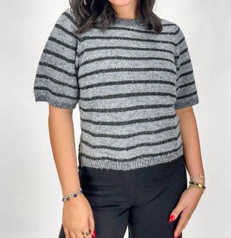 Sanctuary Short Sleeve Shine Sweater Tee In Black/grey