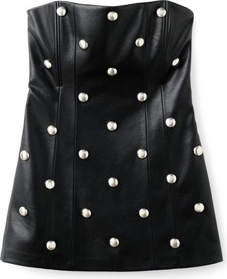Mango Carla Stud Detail Strapless Faux Leather Dress in Black at Nordstrom Rack, Size 2