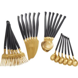 Berghoff Dina 24-Piece Flatware Set in Black And Gold at Nordstrom Rack