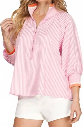 She + Sky Preppy Palette Pullover Top In Pink