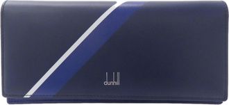 Dunhill Blue Navy Leather Long Wallet (Bi-Fold) (Pre-Owned)