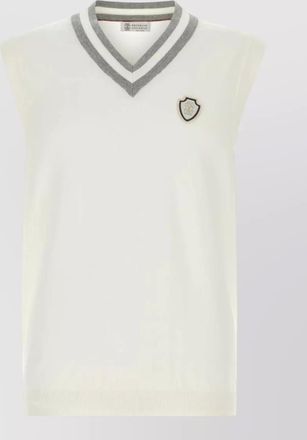 Brunello Cucinelli cotton vest ribbed hem v neckline
