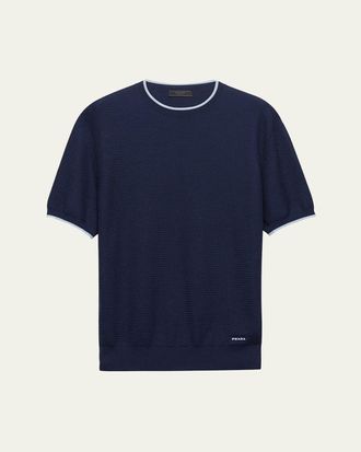 Prada Mens Silk-Cotton Mesh Sweater