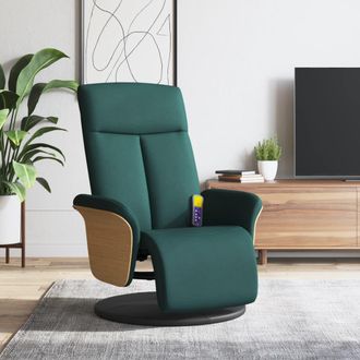 vidaXL Vidaxl - Sill&oacute;n Reclinable De Masaje Con Reposapi&eacute;s Tela Verde Oscuro