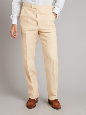 Oliver Brown Flat Front Linen Trousers - String