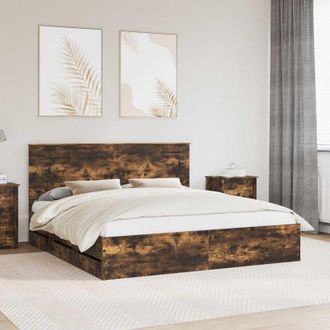vidaXL Estructura De Cama Roble Ahumado 180 X 200 Cm Madera Ingenieril Vidaxl