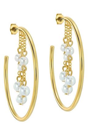 Ted Baker Casey Cascade Hoop Earrings in Gold Tone/Pearl at Nordstrom