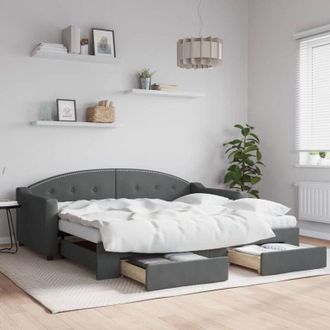 vidaXL Daybed with Trundle&Drawers without Mattress Dark Grey 90x190 cm Single vidaXL