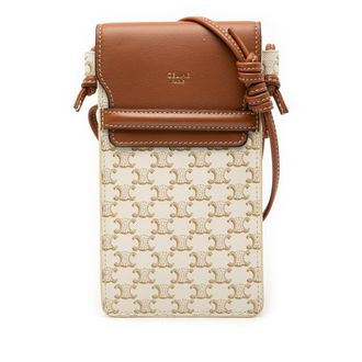 Celine Tweedekans Triomphe Gecoate Canvas Telefoonhoes met Flap Crossbody