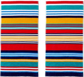 Home City Inc. Set of Two Stripes Multi Beach Towels
