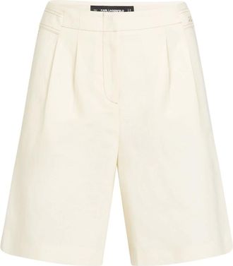 Karl Lagerfeld Korte Broeken, Dames, Wit, S, Katoen, Lichte beige linnen en katoenen shorts met zakken