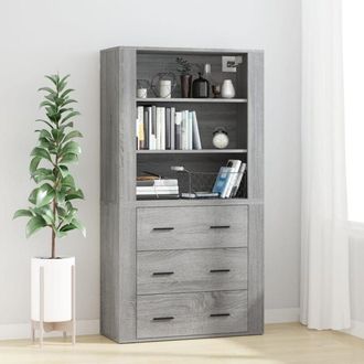 vidaXL Vidaxl - Aparador Alto De Madera Contrachapada Gris Sonoma