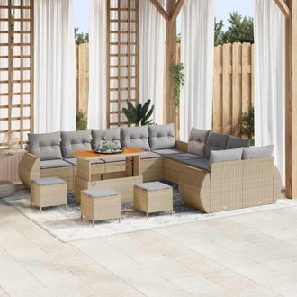 vidaXL Conjunto De Sof&aacute; De Jard&iacute;n Con Coj&iacute;n 14 Pcs Beige Y Gris Claro Vidaxl