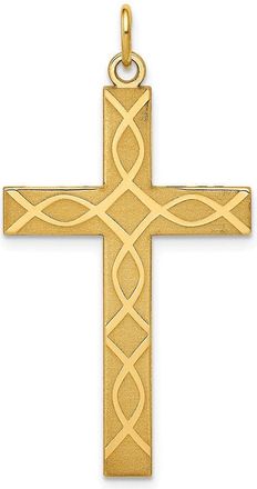 Diamond2Deal 14k Yellow Gold Laser Designed Cross Pendant