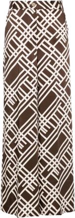 Liu Jo Geometrisch Patroon Wijde Pijp Broek - Dames - Wijde Broeken - Bruin - L - Broeken