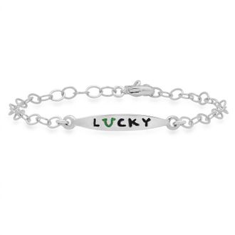 Jessica Elliot Womens Colorful Words Enamel Bracelets - Lucky In Sterling