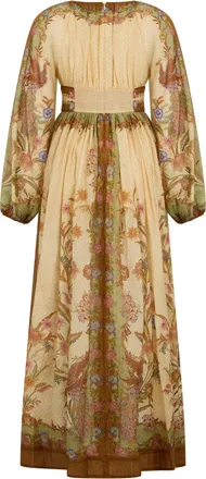 Zimmermann Womens Long Puff-Sleeve Dress Beige Cotton