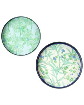 Tiramisu Set Of 2 Verdant Whisper Metal Trays