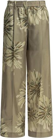 Brunello Cucinelli Pantaloni a Palazzo in Seta Bloom - - Trousers - Donna - Beige - S