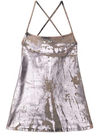 Diesel Metallic mini-jurk met logoplakkaat - Roze