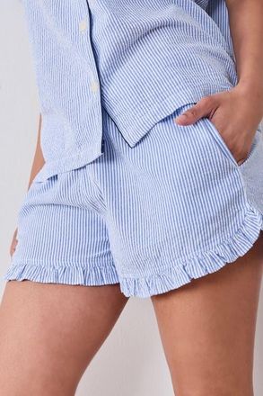 Printfresh Seersucker Ruffle Short Set in Sea Spray at Nordstrom, Size Xx-Large