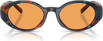 Diesel 52mm Oval Sunglasses in Blue Havana /Orange at Nordstrom