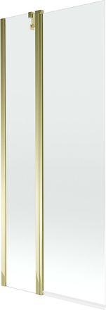 Desconocido Desconocido - Mampara De Ba&ntilde;era 2 Hojas Vidrio Transparente, 80x150 Cm, Perfil Dorado