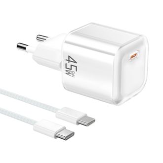 OEM Cargador R&aacute;pido Usb-c De 45 W: Cargador R&aacute;pido Pd3.0 Con Conector Usb-c Gan Para Smartphones Y Tablets Con Cable Tipo C De 1 M Y 60 W, Y Adaptador De 