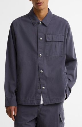 Barbour Wetheral Cotton Canvas Overshirt in Washed Navy at Nordstrom, Size Small