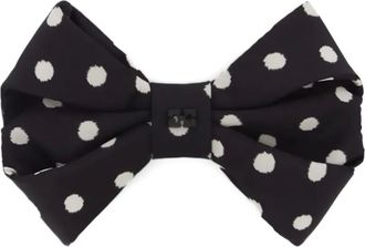 Ganni Haarspeld met stippen en strik - Zwart