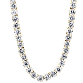 Pompeii3 36Ct Natural Diamond Tennis Necklace 16.5 in 14k White or Yellow Gold