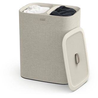 Joseph Joseph Joseph Joseph Tota - Cesto separatore porta biancheria bucato, 90 litri, con coperchio, 2 sacchi rimovibili con manici, Beige