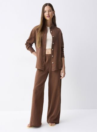 Twik Womens Wide-leg organic cotton gauze pant