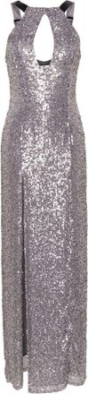 Elisabetta Franchi halterneck sequined maxi dress - women - Polyester/Elastane/Polyester - 40 - Silver
