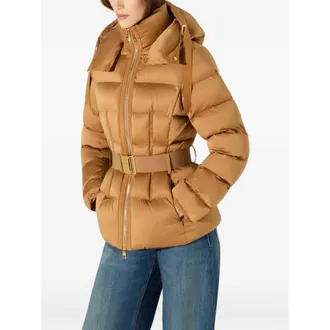 Elisabetta Franchi Jewel Belt Down Jacket - Beige