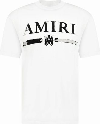 Amiri Mens Amiri Ma Bar Applique T-Shirt White - Size: 40