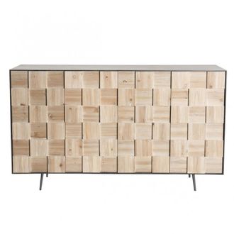 Macabane Aparador de 4 puertas madera de abeto y patas de metal