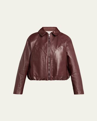 Brunello Cucinelli Collared Zip-Up Leather Jacket