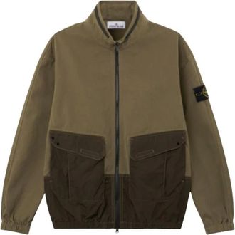 Stone Island Panama Katoenen Overshirt - Heren - Jassen - Groen - Maat: L Katoen